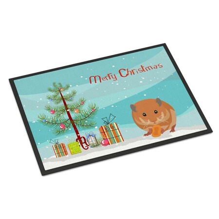 Carolines Treasures 18 x 27 in. Teddy Bear Hamster Merry Christmas Indoor or Outdoor Mat CK4456MAT